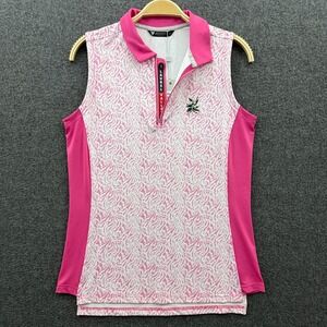 Levelwear Polo Shirt Womens Small Pink White Dot Laurel Valley Golf Club Top NWT